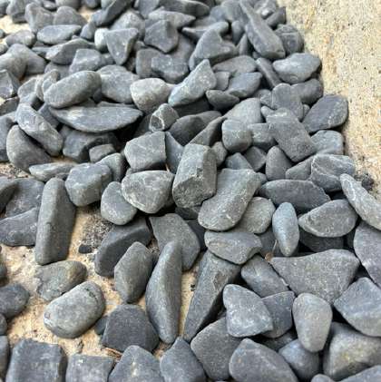 Intense black rounded pebbles