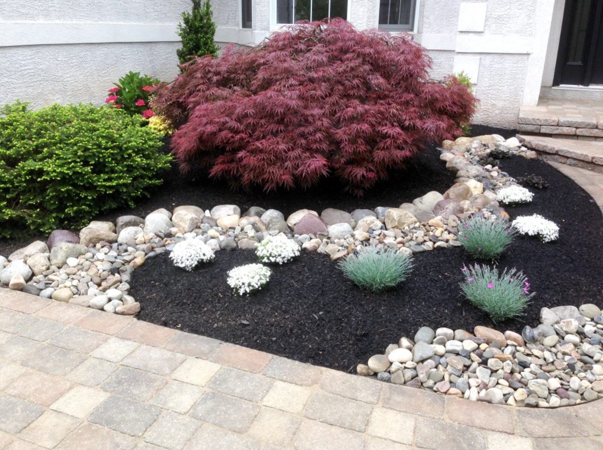 White marble pebble border landscaping