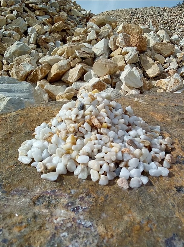 Gold Macael crushed marble at the quarry